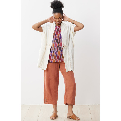 Kesari Cotton Double Gauze Crop Pant - Copper rose Kesari Cotton Double Gauze Crop Pant - Copper rose