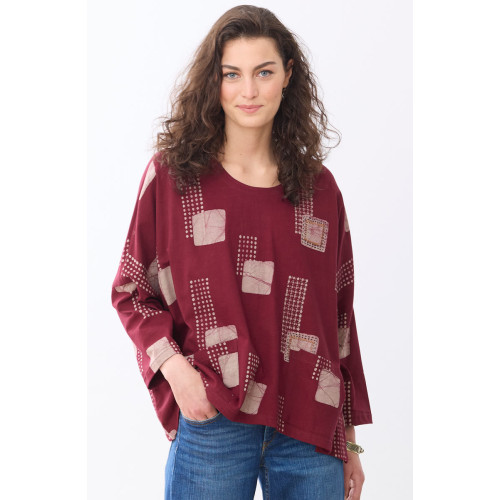 Rimsha Cotton Jersey Oversized Boxy Top - Radicchio Rimsha Cotton Jersey Oversized Boxy Top - Radicchio