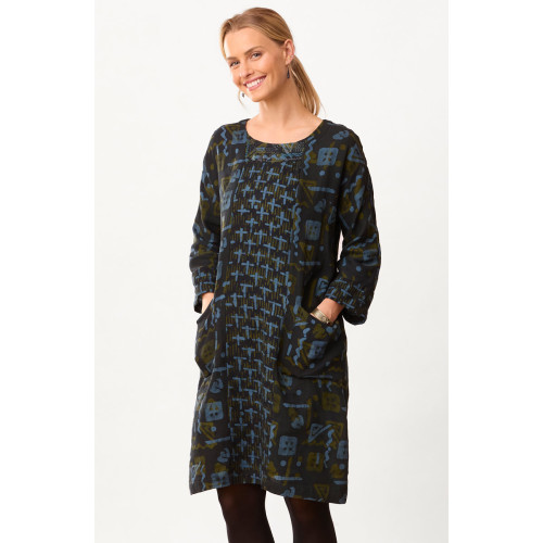 Patna Mixed Print Tunic Dress - Charcoal/Multi Patna Mixed Print Tunic Dress - Charcoal/Multi