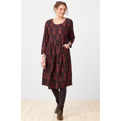 Geethali Batik Print Scoop-Neck Knee-Length Dress - Black/Sumac Geethali Batik Print Scoop-Neck Knee-Length Dress - Black/Sumac