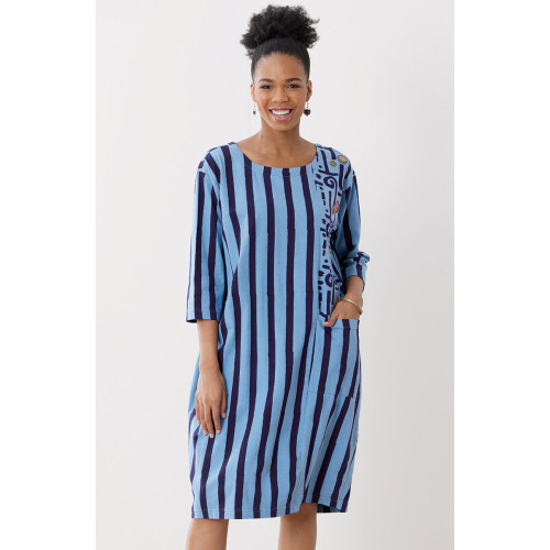 Nimisha Pull-Over Cotton Jersey Dress - Cool blue Nimisha Pull-Over Cotton Jersey Dress - Cool blue