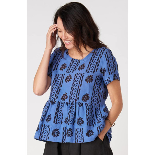 Misba Double Gauze Peplum Top - Lively blue/Black Misba Double Gauze Peplum Top - Lively blue/Black