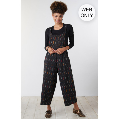 Deepti Ikat Cropped Overalls - Black/Multi Deepti Ikat Cropped Overalls - Black/Multi