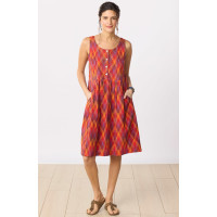 Sahila Ikat Sleeveless Knee-Length Tank Dress - Fire red/Multi