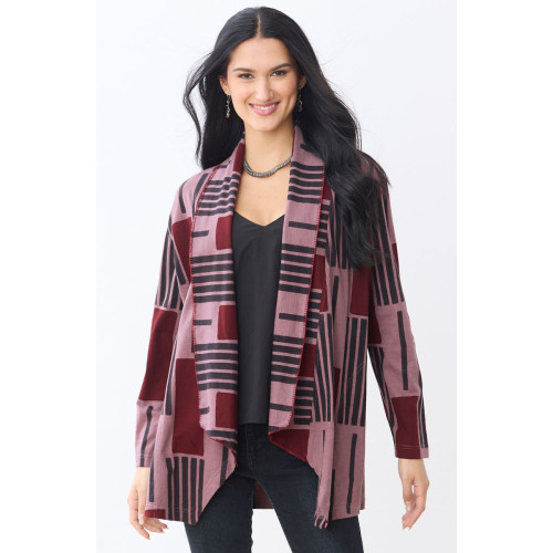 Sakshi Knit Draped Collar Jacket - Iced plum/Multi Sakshi Knit Draped Collar Jacket - Iced plum/Multi