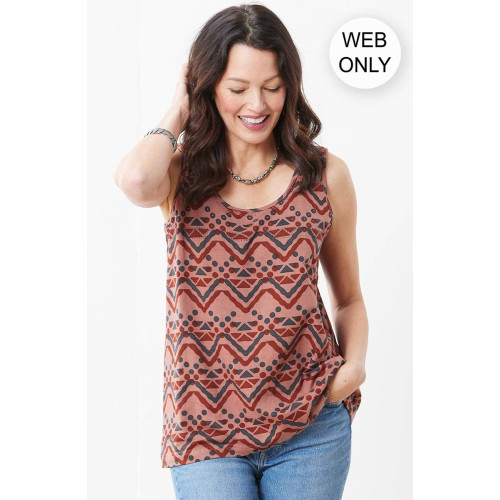 Kripa Cotton Jersey A-line Tank - Redwood