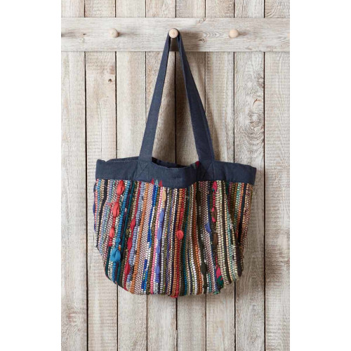 Recycled Yarn Handwoven Chindi Ellora Bag - Dark denim/Multi Recycled Yarn Handwoven Chindi Ellora Bag - Dark denim/Multi
