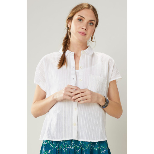 Adira Lightweight Cap-Sleeve Shirt - White Adira Lightweight Cap-Sleeve Shirt - White