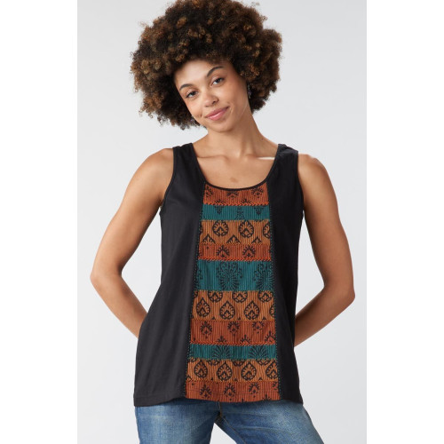 Kripa Patchwork A-line Tank - Black/Multi Kripa Patchwork A-line Tank - Black/Multi